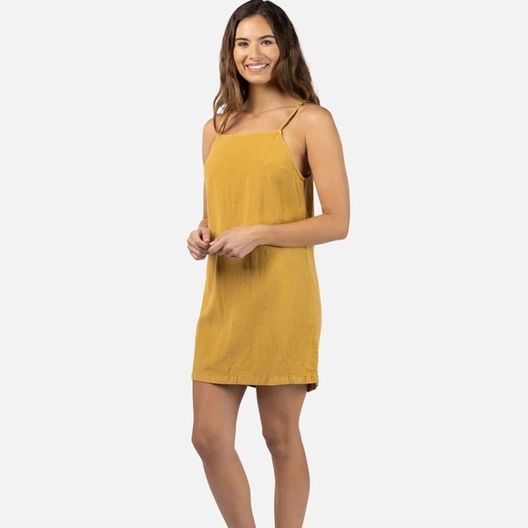 🔆 RIP CURL🔆 WOMEN'S PREMIUM LINEN SLIP DRESS GOLD COVER UP SUMMER - Picture 3 of 10